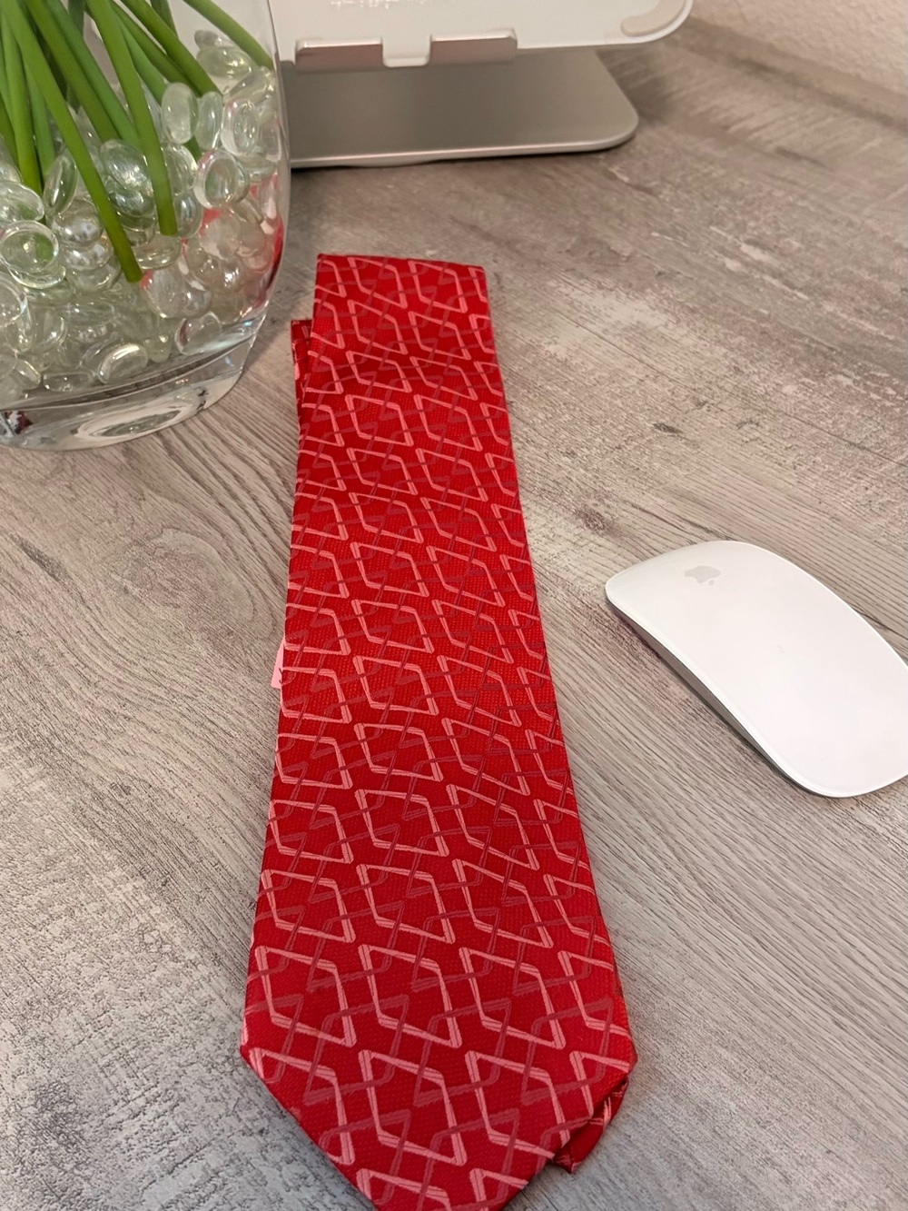 Red Geometric Pattern Silk Tie - Pierre Balmain